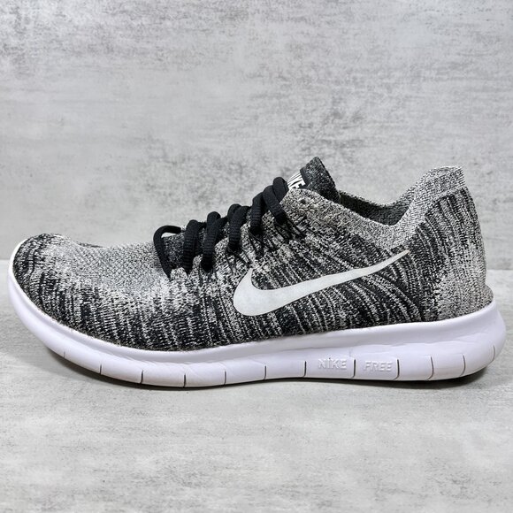 Nike Free RN Flyknit Running Shoes - Women's Size 9 - Black White Oreo - Picture 1 of 10